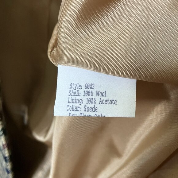 Vintage Talbots Wool Blazer Womens Houndstooth Suede Collar 80s 90s Classic - Picture 9 of 11